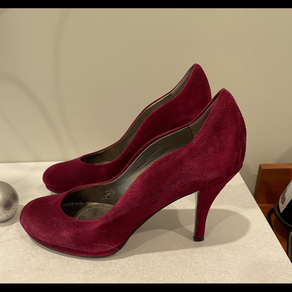 Berry colored suede heels